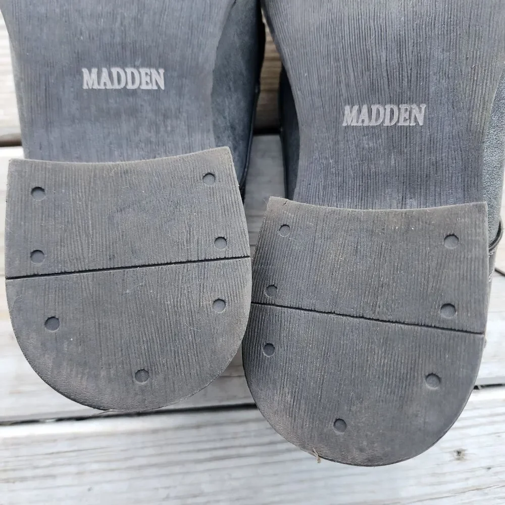 Steve Madden P Camrin Black Grey Mens Size 10M Black Leather/Canvas Cap Toe Shoe